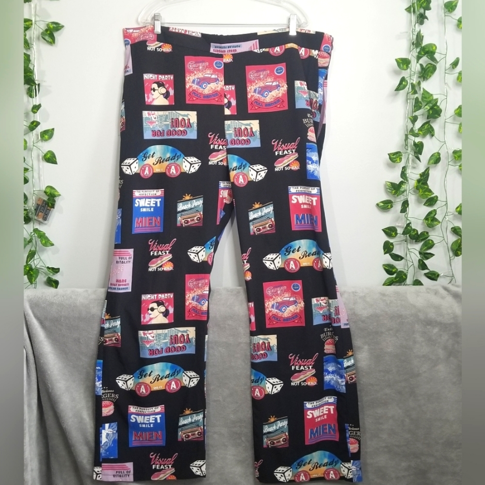 Vintage Inspired Retro Womens Graphic Unbranded Straight Leg Elastic Wai…